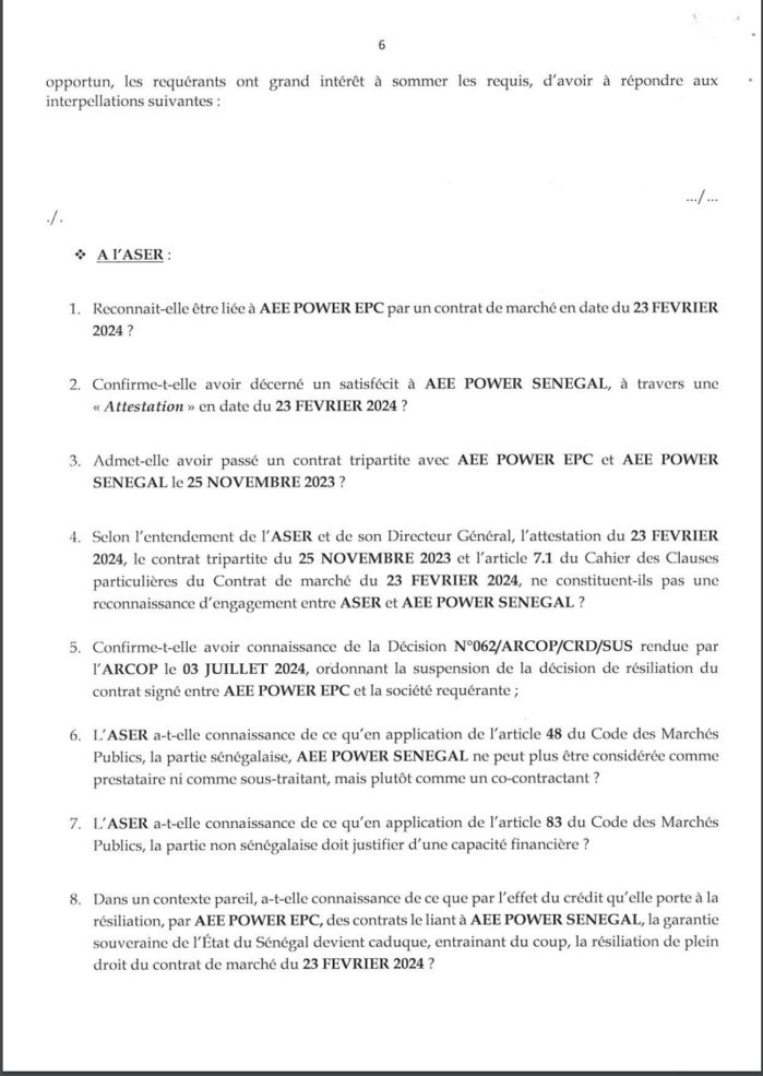 Affaire Scandale de l'Aser : AEE Power Sénégal et son DG, Saidou Kane envoient une sommation interpellative à Jean Michel Sene. Affaire Scandale de l'Aser : AEE Power Sénégal et son DG, Saidou Kane envoient une sommation interpellative à Jean Michel Sene.