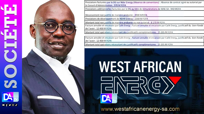 Affaire Samuel Sarr – West African Energy : « Le montant total non justifié de manière probante ou non autorisé s’élève à 8 milliards 170 millions de FCFA » (rapport d’audit du cabinet Mazars). Affaire Samuel Sarr – West African Energy : « Le montant total non justifié de manière probante ou non autorisé s’élève à 8 milliards 170 millions de FCFA » (rapport d’audit du cabinet Mazars).