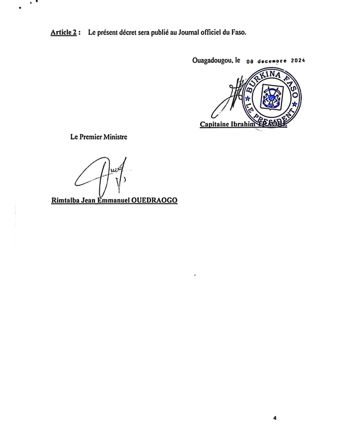 Burkina: un nouveau gouvernement formé deux jours après sa dissolution Burkina: un nouveau gouvernement formé deux jours après sa dissolution