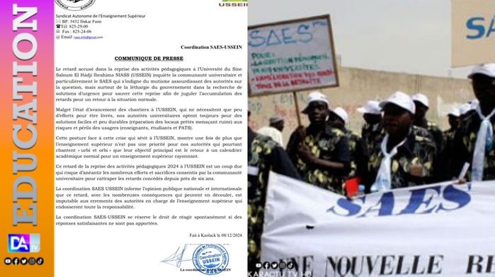 Kaolack : «Cette posture face à cette crise qui sévit à l’Ussein montre une fois de plus que l’enseignement supérieur n’est pas une priorité pour nos autorités» (Coordination Saes)