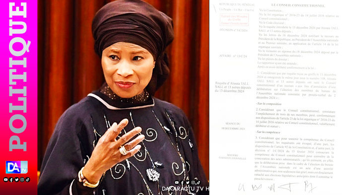Annulation d’une délibération du bureau de l’AN: le Conseil se déclare incompétent face à la requête d’Aïssata Tall Sall et Cie Annulation d’une délibération du bureau de l’AN: le Conseil se déclare incompétent face à la requête d’Aïssata Tall Sall et Cie