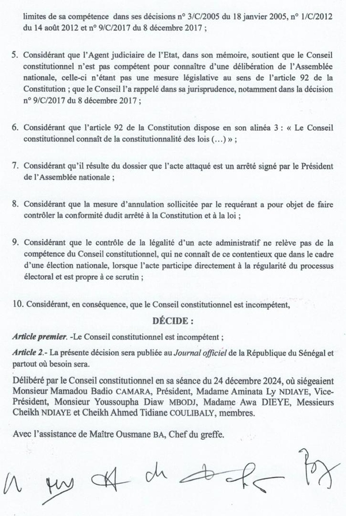 Requête de Barthélemy Dias: le Conseil constitutionnel se déclare incompétent Requête de Barthélemy Dias: le Conseil constitutionnel se déclare incompétent