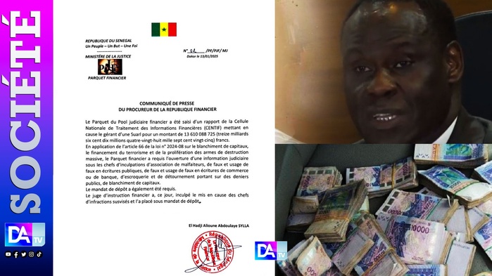 Blanchiment de capitaux sur plus de 13 milliards de francs : Le PJF place sous mandat de dépôt un gérant d’une Suarl Blanchiment de capitaux sur plus de 13 milliards de francs : Le PJF place sous mandat de dépôt un gérant d’une Suarl