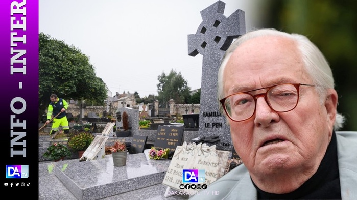 La tombe de Jean-Marie Le Pen à La Trinité-sur-Mer dégradée La tombe de Jean-Marie Le Pen à La Trinité-sur-Mer dégradée