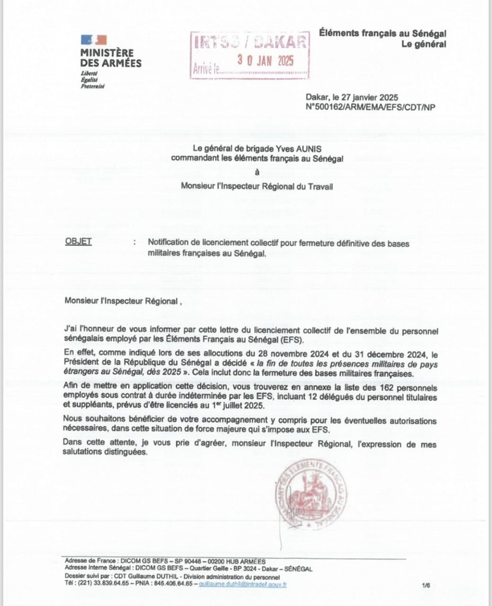 Fermeture des bases militaires françaises : le personnel sénégalais licencié dès juillet 2025 Fermeture des bases militaires françaises : le personnel sénégalais licencié dès juillet 2025
