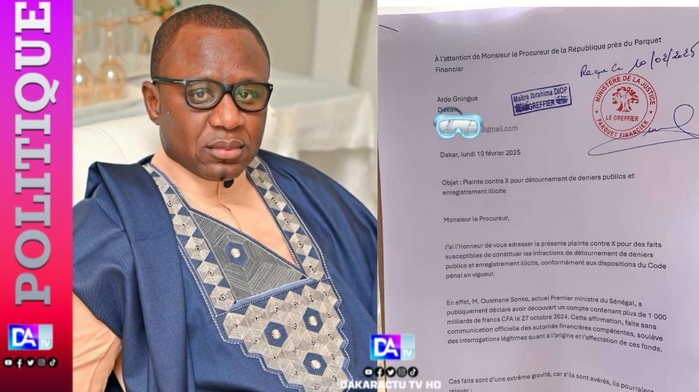 Après l'appel du chroniqueur Badara Gadiaga à saisir la justice sur l'affaire des 1.000 milliards : l'activiste Ardo Gningue répond et dépose une plainte contre X Après l'appel du chroniqueur Badara Gadiaga à saisir la justice sur l'affaire des 1.000 milliards : l'activiste Ardo Gningue répond et dépose une plainte contre X