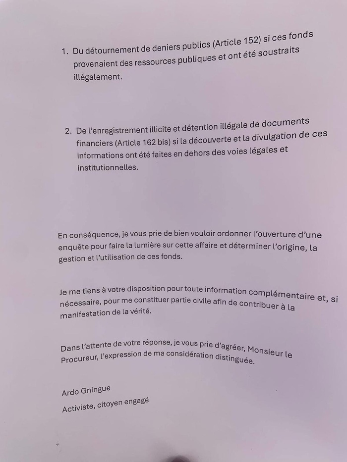 Après l'appel du chroniqueur Badara Gadiaga à saisir la justice sur l'affaire des 1.000 milliards : l'activiste Ardo Gningue répond et dépose une plainte contre X Après l'appel du chroniqueur Badara Gadiaga à saisir la justice sur l'affaire des 1.000 milliards : l'activiste Ardo Gningue répond et dépose une plainte contre X