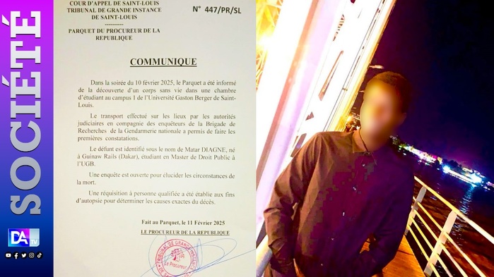 Saint-Louis- Décès de l’étudiant Matar Diagne dans une chambre à l’UGB : Le procureur de la République ordonne l’ouverture d’une enquête Saint-Louis- Décès de l’étudiant Matar Diagne dans une chambre à l’UGB : Le procureur de la République ordonne l’ouverture d’une enquête