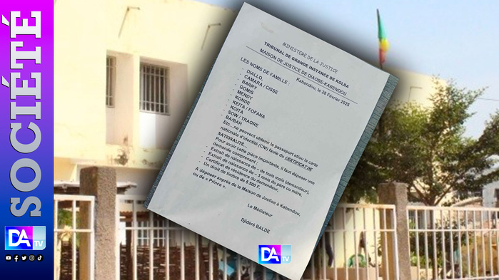 Kabendou (Vélingara) : Une lettre d’information de la maison de justice détaille les documents requis pour certains patronymes afin d’obtenir la CNI Kabendou (Vélingara) : Une lettre d’information de la maison de justice détaille les documents requis pour certains patronymes afin d’obtenir la CNI