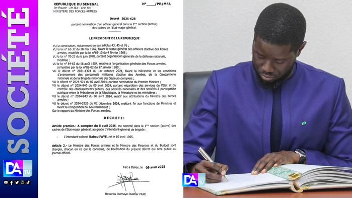 L’Intendant-Colonel Babou Faye nommé intendant général de brigade L’Intendant-Colonel Babou Faye nommé intendant général de brigade