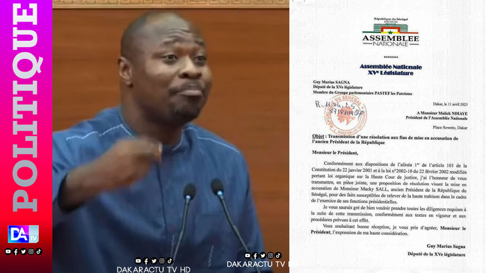 Dette cachée - « falsification » de chiffres : le député Guy Marius Sagna introduit à l’Assemblée nationale une proposition de mise en accusation de Macky Sall Dette cachée - « falsification » de chiffres : le député Guy Marius Sagna introduit à l’Assemblée nationale une proposition de mise en accusation de Macky Sall