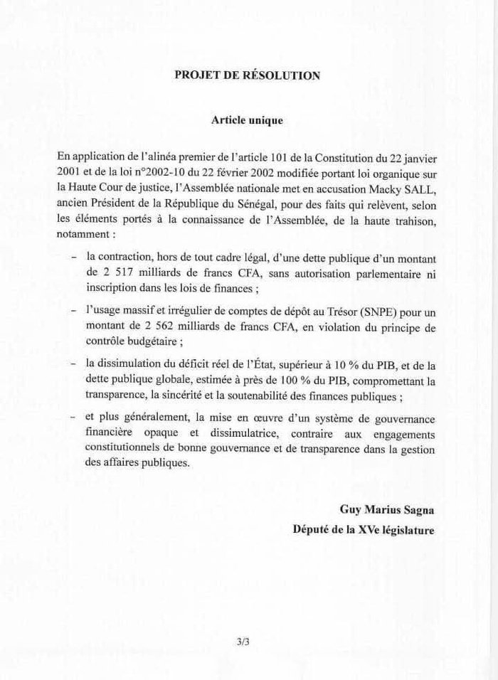Dette cachée - « falsification » de chiffres : le député Guy Marius Sagna introduit à l’Assemblée nationale une proposition de mise en accusation de Macky Sall Dette cachée - « falsification » de chiffres : le député Guy Marius Sagna introduit à l’Assemblée nationale une proposition de mise en accusation de Macky Sall