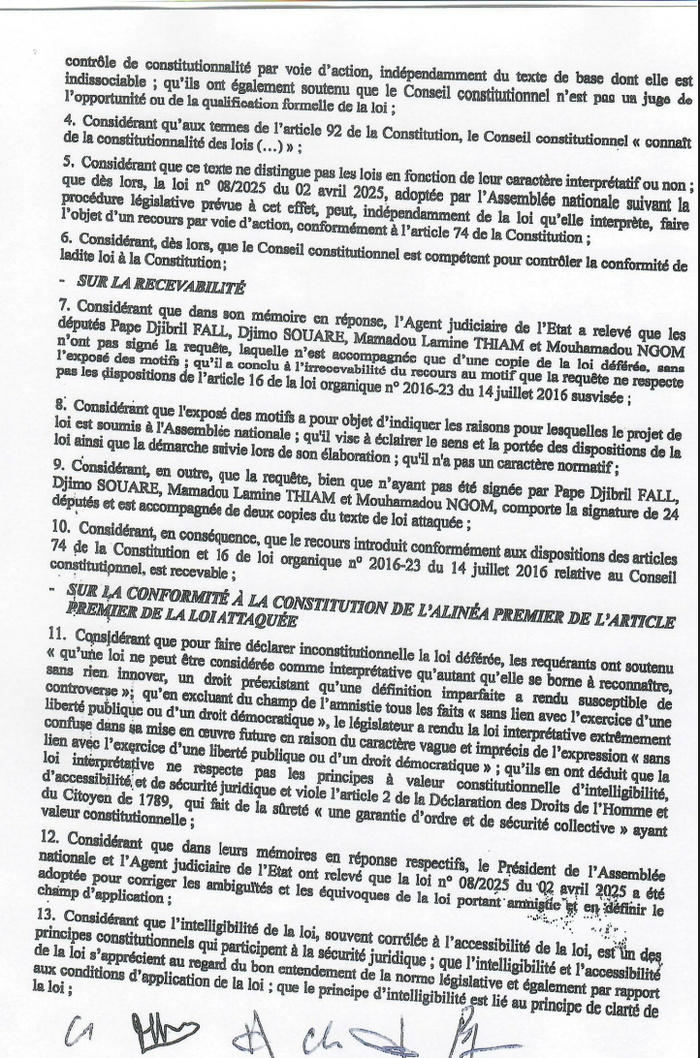Recours de l'opposition : Le Conseil constitutionnel sénégalais déclare la loi d'interprétation sur l'amnistie non conforme