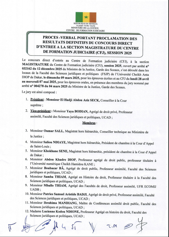 Concours d’entrée à la CFJ / section Magistrature : Seulement 30 candidats définitivement admis et 5 en attente sur 137 admissibles Concours d’entrée à la CFJ / section Magistrature : Seulement 30 candidats définitivement admis et 5 en attente sur 137 admissibles