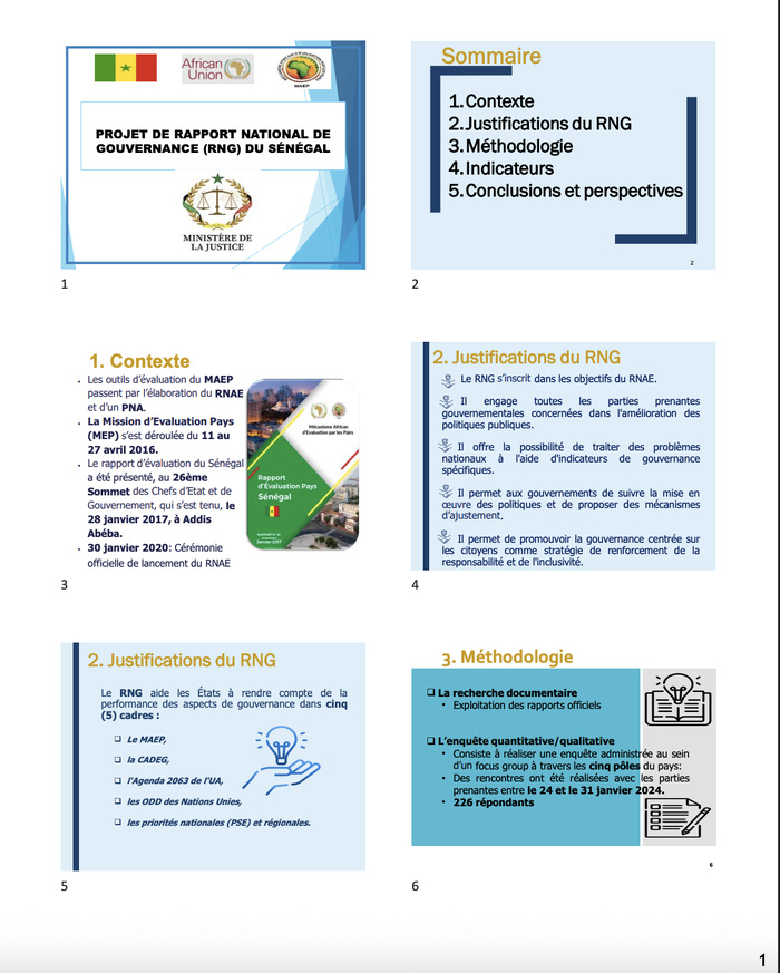 Bonne gouvernance : Le Rapport National de la Gouvernance (RNG) présenté dans le cadre du MAEP Bonne gouvernance : Le Rapport National de la Gouvernance (RNG) présenté dans le cadre du MAEP