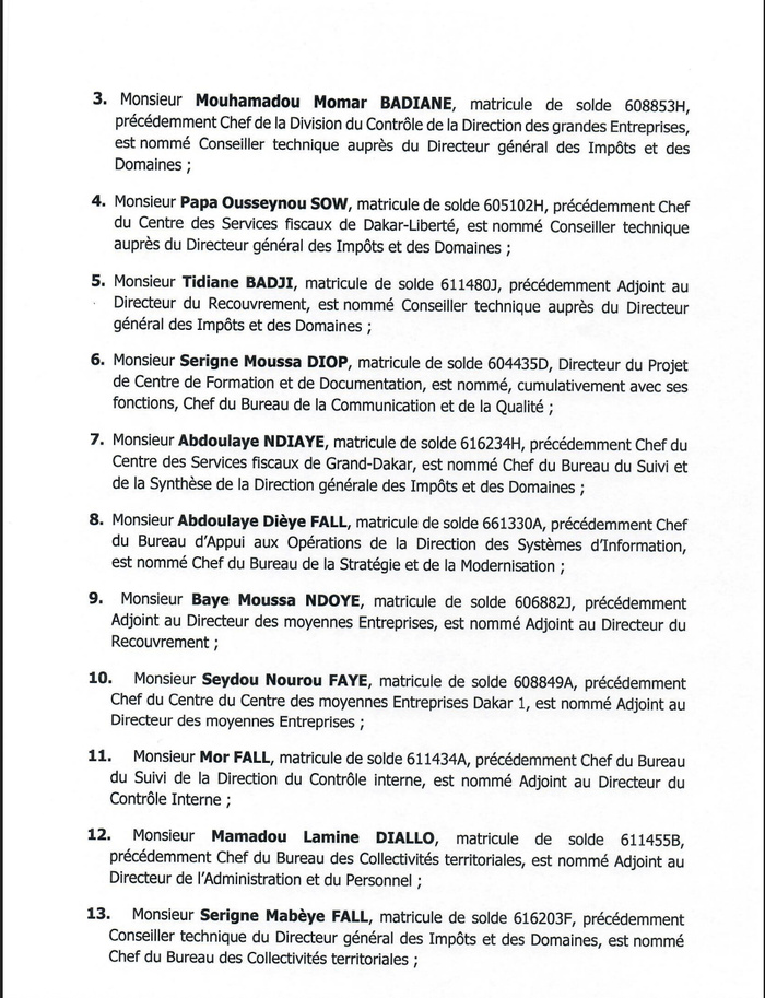 DGID : Jeux de chaises musicales chez les inspecteurs des impôts et des domaines DGID : Jeux de chaises musicales chez les inspecteurs des impôts et des domaines