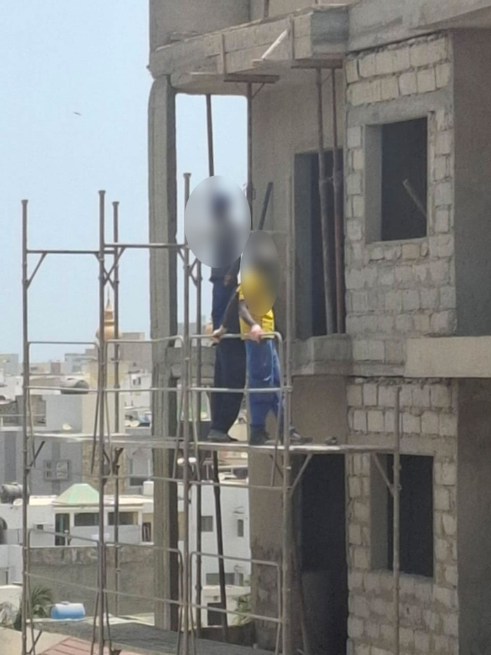 Cité Keur Gorgui : Des ouvriers sans protection travaillent au 6e étage d'un chantier Cité Keur Gorgui : Des ouvriers sans protection travaillent au 6e étage d'un chantier