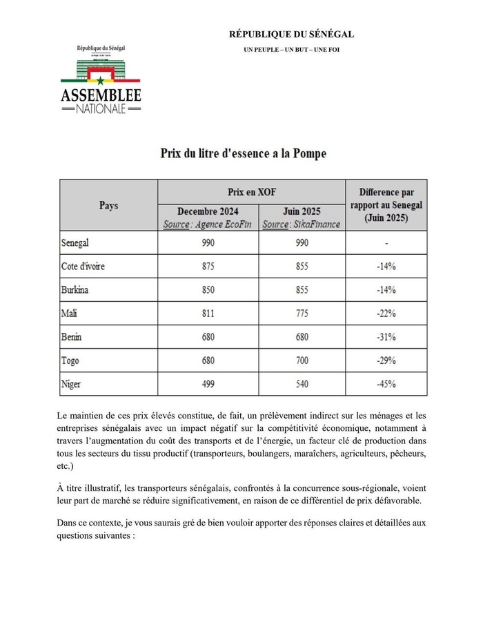 Prix du carburant à la pompe : Thierno Alassane Sall interpelle le ministre Birame Souleye Diop Prix du carburant à la pompe : Thierno Alassane Sall interpelle le ministre Birame Souleye Diop