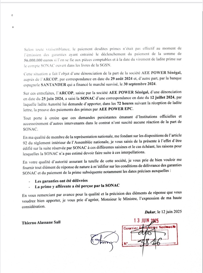 Affaire ASER-AEE PowerEPC : Thierno Alassane Sall adresse une question écrite au ministre des finances et du budget Affaire ASER-AEE PowerEPC : Thierno Alassane Sall adresse une question écrite au ministre des finances et du budget