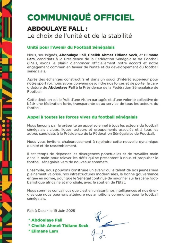Présidence de la FSF : Abdoulaye Fall de la Ligue de Diourbel reçoit des soutiens de poids Présidence de la FSF : Abdoulaye Fall de la Ligue de Diourbel reçoit des soutiens de poids