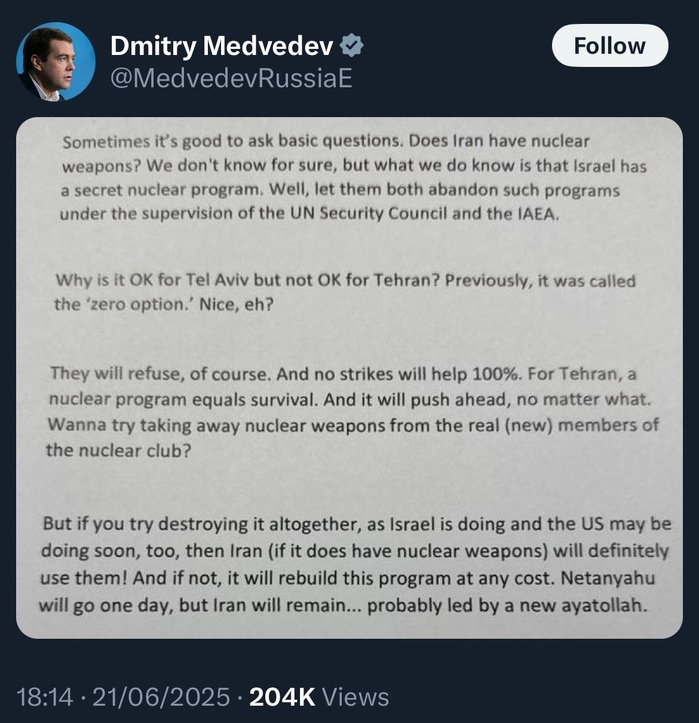 Medvedev critique la politique nucléaire occidentale et met en garde contre une attaque contre l'Iran Medvedev critique la politique nucléaire occidentale et met en garde contre une attaque contre l'Iran