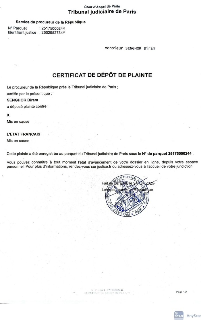 Plainte pour recel de cadavre : Biram Senghor, fils de Tirailleur met en cause l’État français pour des faits liés à Thiaroye 44 Plainte pour recel de cadavre : Biram Senghor, fils de Tirailleur met en cause l’État français pour des faits liés à Thiaroye 44