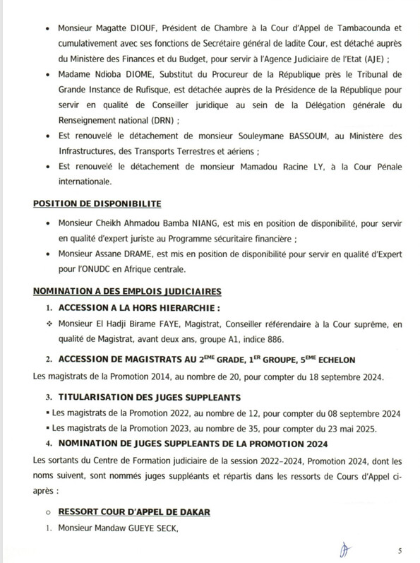 Conseil Supérieur de la Magistrature : Vague de nominations à la Cour suprême, à l’administration centrale et dans les juridictions régionales