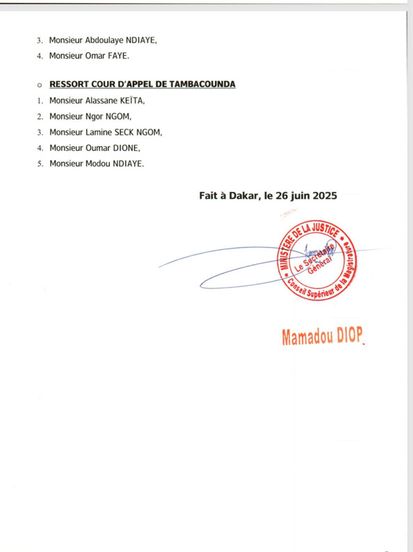 Conseil Supérieur de la Magistrature : Vague de nominations à la Cour suprême, à l’administration centrale et dans les juridictions régionales