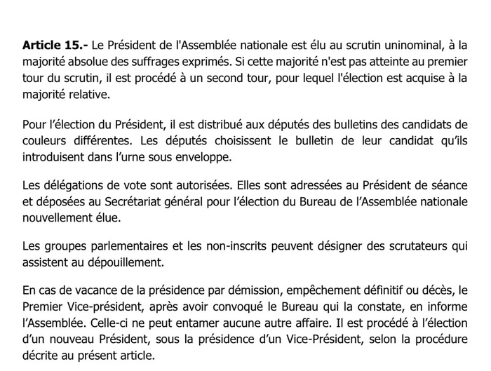 Suppléance inédite, dérive dangereuse : le piège du nouveau règlement intérieur de l’Assemblée nationale ( Par Thierno Bocoum) Suppléance inédite, dérive dangereuse : le piège du nouveau règlement intérieur de l’Assemblée nationale ( Par Thierno Bocoum)