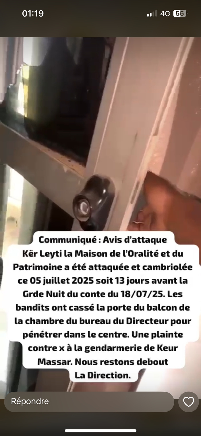 Cambriolage à Keur Leyti : Une atteinte inacceptable à notre patrimoine culturel Cambriolage à Keur Leyti : Une atteinte inacceptable à notre patrimoine culturel