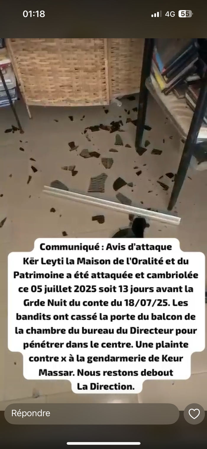Cambriolage à Keur Leyti : Une atteinte inacceptable à notre patrimoine culturel Cambriolage à Keur Leyti : Une atteinte inacceptable à notre patrimoine culturel