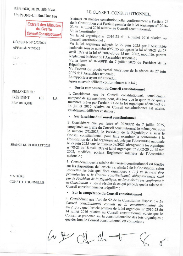 Convocation des magistrats à l’Assemblée nationale : Le Conseil Constitutionnel a tranché !