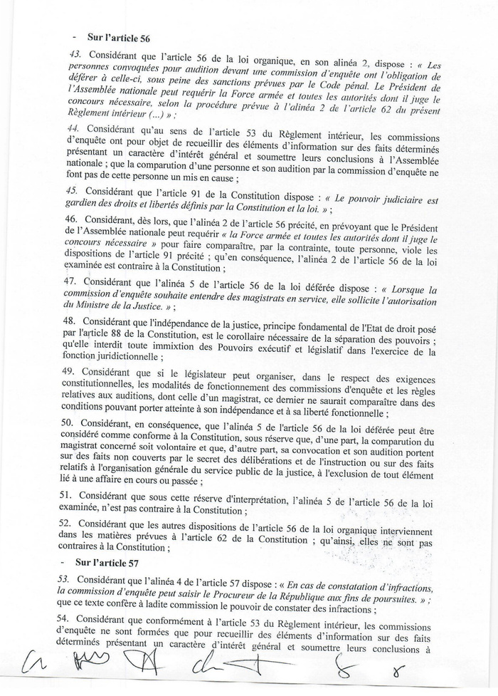Convocation des magistrats à l’Assemblée nationale : Le Conseil Constitutionnel a tranché !