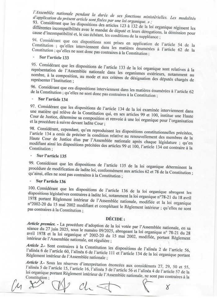 Convocation des magistrats à l’Assemblée nationale : Le Conseil Constitutionnel a tranché !