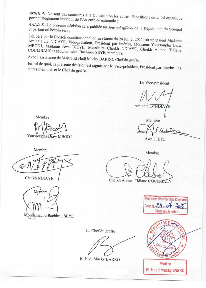 Convocation des magistrats à l’Assemblée nationale : Le Conseil Constitutionnel a tranché !