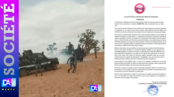 Soussoung dit NON : Le Collectif pour la Défense des Terres démonte les déclarations de l’entreprise TRANSFAVO et de son responsable Arona Ba Soussoung dit NON : Le Collectif pour la Défense des Terres démonte les déclarations de l’entreprise TRANSFAVO et de son responsable Arona Ba