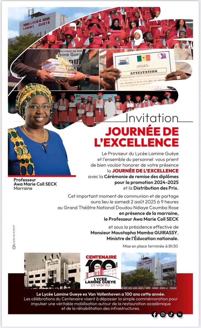 100 ans d’histoire, une journée d’exception : Le Lycée Lamine Guèye célèbre l’excellence au sommet 100 ans d’histoire, une journée d’exception : Le Lycée Lamine Guèye célèbre l’excellence au sommet