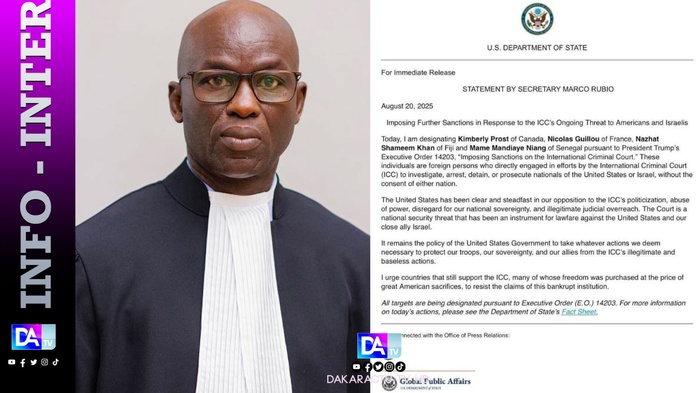 États-Unis : Le procureur adjoint de la CPI, Mame Mandiaye Niang, sanctionné par Washington États-Unis : Le procureur adjoint de la CPI, Mame Mandiaye Niang, sanctionné par Washington
