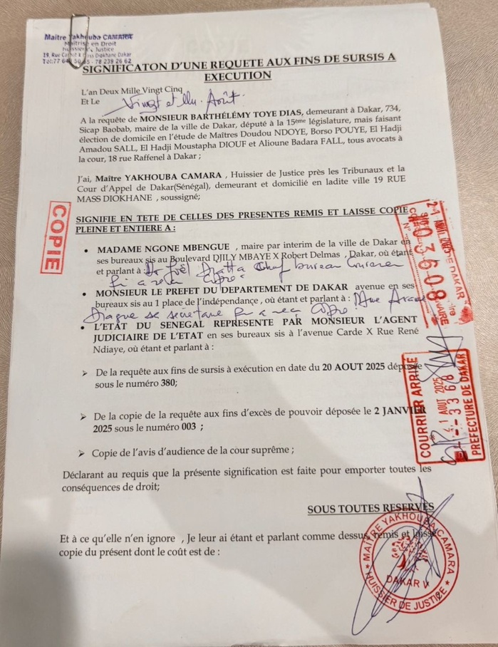 Élection du maire de Dakar : Barthélémy Dias saisit la Cour suprême pour suspendre la réunion du conseil municipal Élection du maire de Dakar : Barthélémy Dias saisit la Cour suprême pour suspendre la réunion du conseil municipal