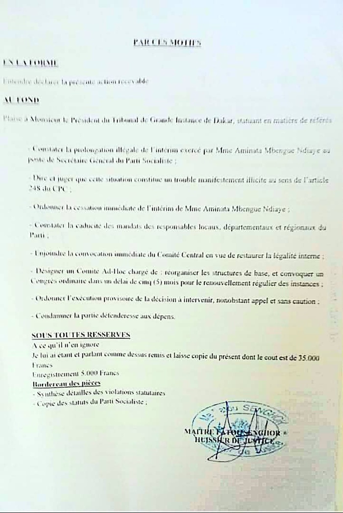 Rétablissement de la légalité statutaire au sein du PS : l'initiative pour la Réforme du Parti Socialiste saisit le tribunal en référé Rétablissement de la légalité statutaire au sein du PS : l'initiative pour la Réforme du Parti Socialiste saisit le tribunal en référé