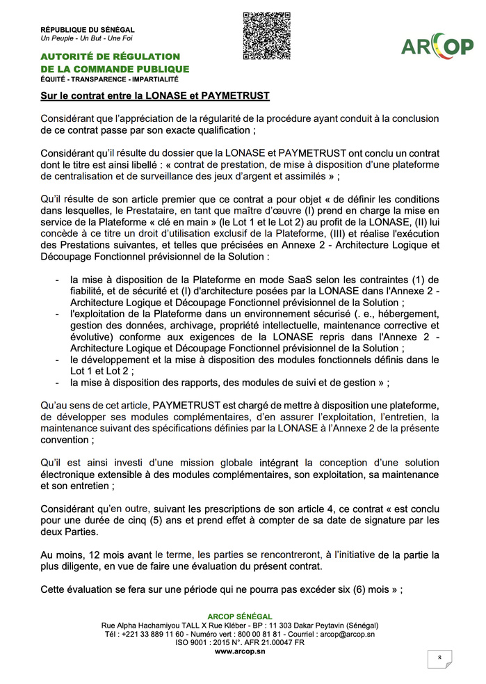 Affaire Lonase Afitech : l'ARCOP renvoie les deux parties devant le juge Affaire Lonase Afitech : l'ARCOP renvoie les deux parties devant le juge