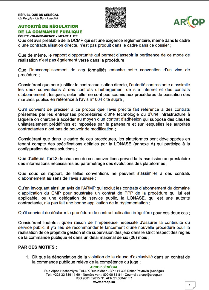 Affaire Lonase Afitech : l'ARCOP renvoie les deux parties devant le juge Affaire Lonase Afitech : l'ARCOP renvoie les deux parties devant le juge