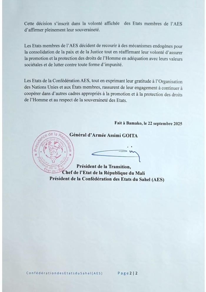 CPI : La Confédération des États du Sahel (AES) se retire de la haute juridiction internationale CPI : La Confédération des États du Sahel (AES) se retire de la haute juridiction internationale