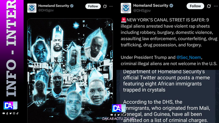 Immigrés du Mali, du Sénégal et de Guinée : Polémique après une publication du Département de la Sécurité intérieure sur des immigrés africains par son ton jugé discriminatoire et raciste Immigrés du Mali, du Sénégal et de Guinée : Polémique après une publication du Département de la Sécurité intérieure sur des immigrés africains par son ton jugé discriminatoire et raciste
