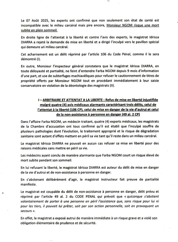 Position du président du collège des juges d’instruction du PJF sur le cas Farba Ngom : Me Moussa Bocar Thiam saisit l’IGAJ d’une plainte Position du président du collège des juges d’instruction du PJF sur le cas Farba Ngom : Me Moussa Bocar Thiam saisit l’IGAJ d’une plainte