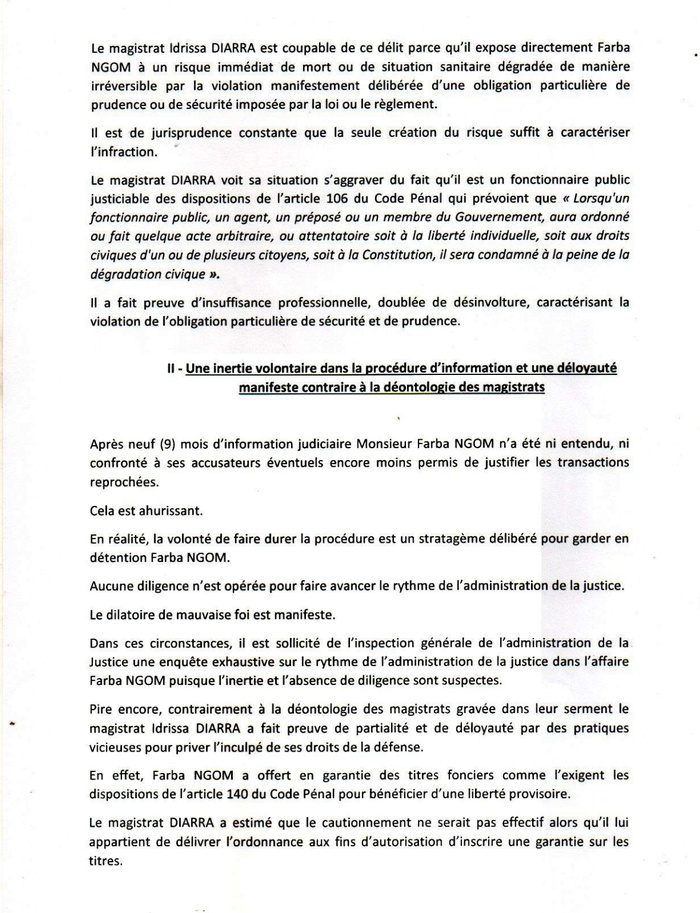 Position du président du collège des juges d’instruction du PJF sur le cas Farba Ngom : Me Moussa Bocar Thiam saisit l’IGAJ d’une plainte