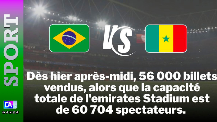 Sénégal vs Brésil : l’Emirates Stadium Atteint sa Capacité Maximale de 60 704 Places et Affichera Guichet Fermé