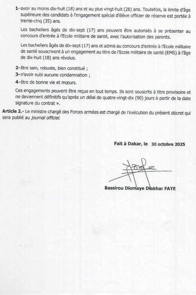 Forces armées : Un nouveau décret fixe les conditions d’engagement des candidats