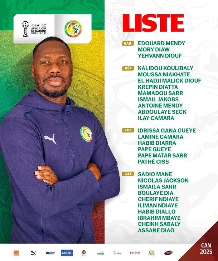 Can 2025 : Publication de la liste des Lions du Sénégal  par le coach  Pape Thiaw