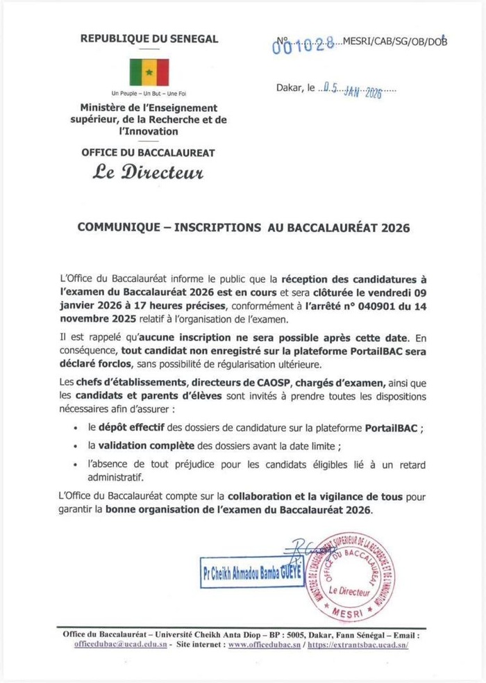 Baccalauréat 2026 : les inscriptions closes le 9 janvier à 17 heures Baccalauréat 2026 : les inscriptions closes le 9 janvier à 17 heures